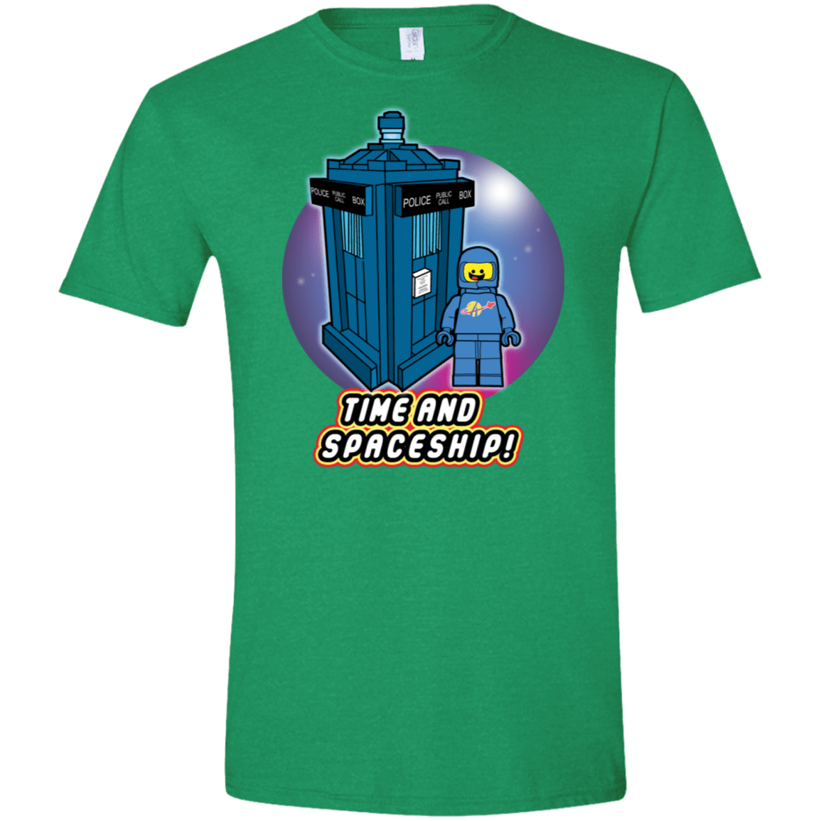 T-Shirts Heather Irish Green / S Time and Spaceship Men's Semi-Fitted Softstyle