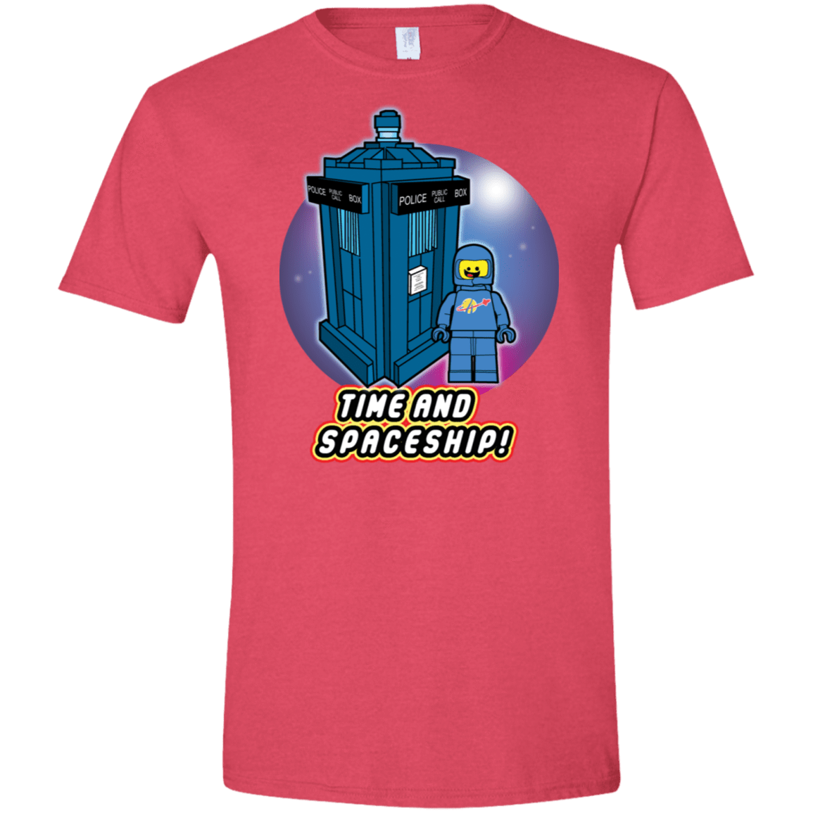 T-Shirts Heather Red / S Time and Spaceship Men's Semi-Fitted Softstyle
