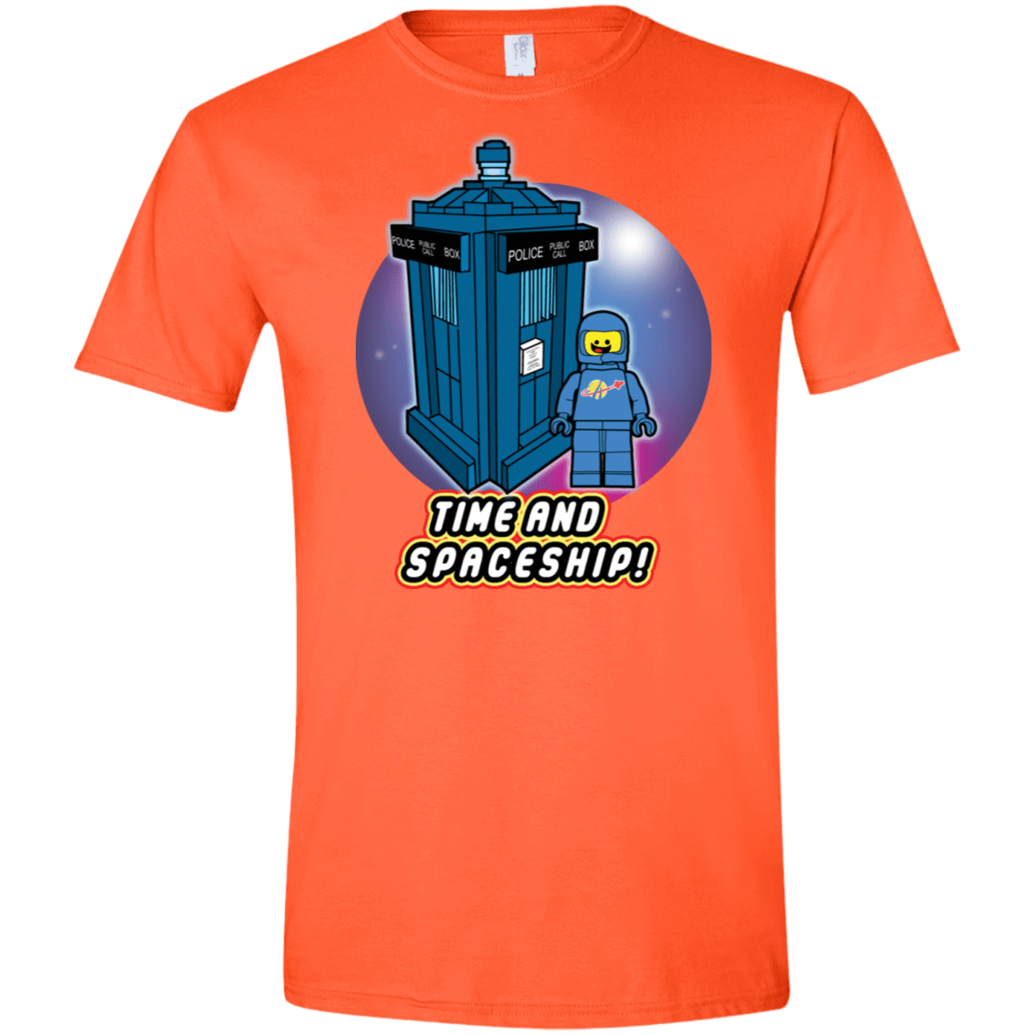 T-Shirts Orange / S Time and Spaceship Men's Semi-Fitted Softstyle
