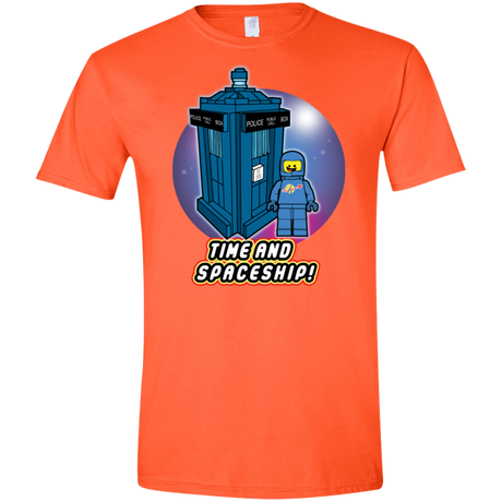T-Shirts Orange / S Time and Spaceship Men's Semi-Fitted Softstyle