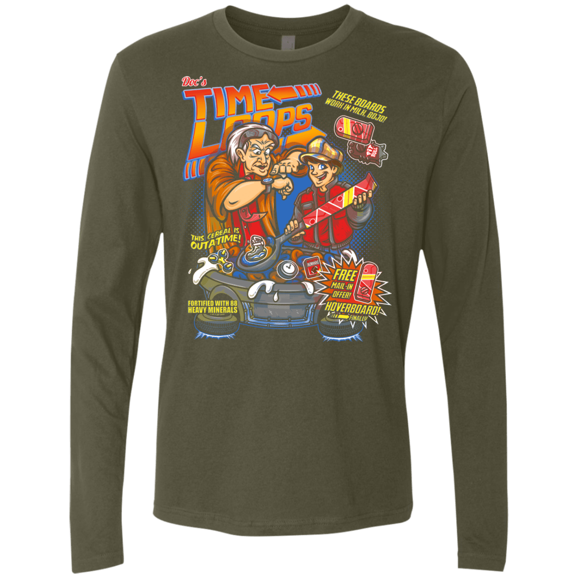T-Shirts Military Green / S Time Loops Men's Premium Long Sleeve