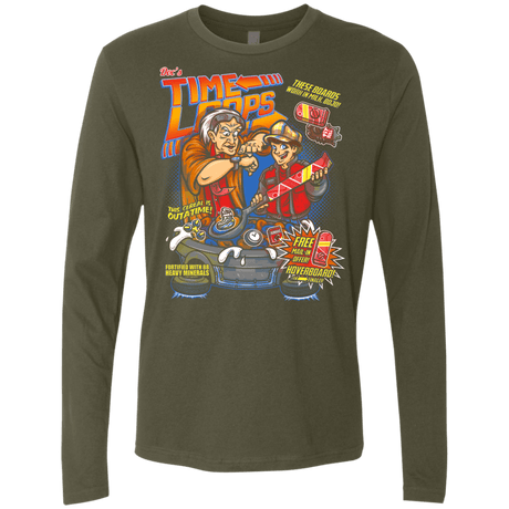 T-Shirts Military Green / S Time Loops Men's Premium Long Sleeve