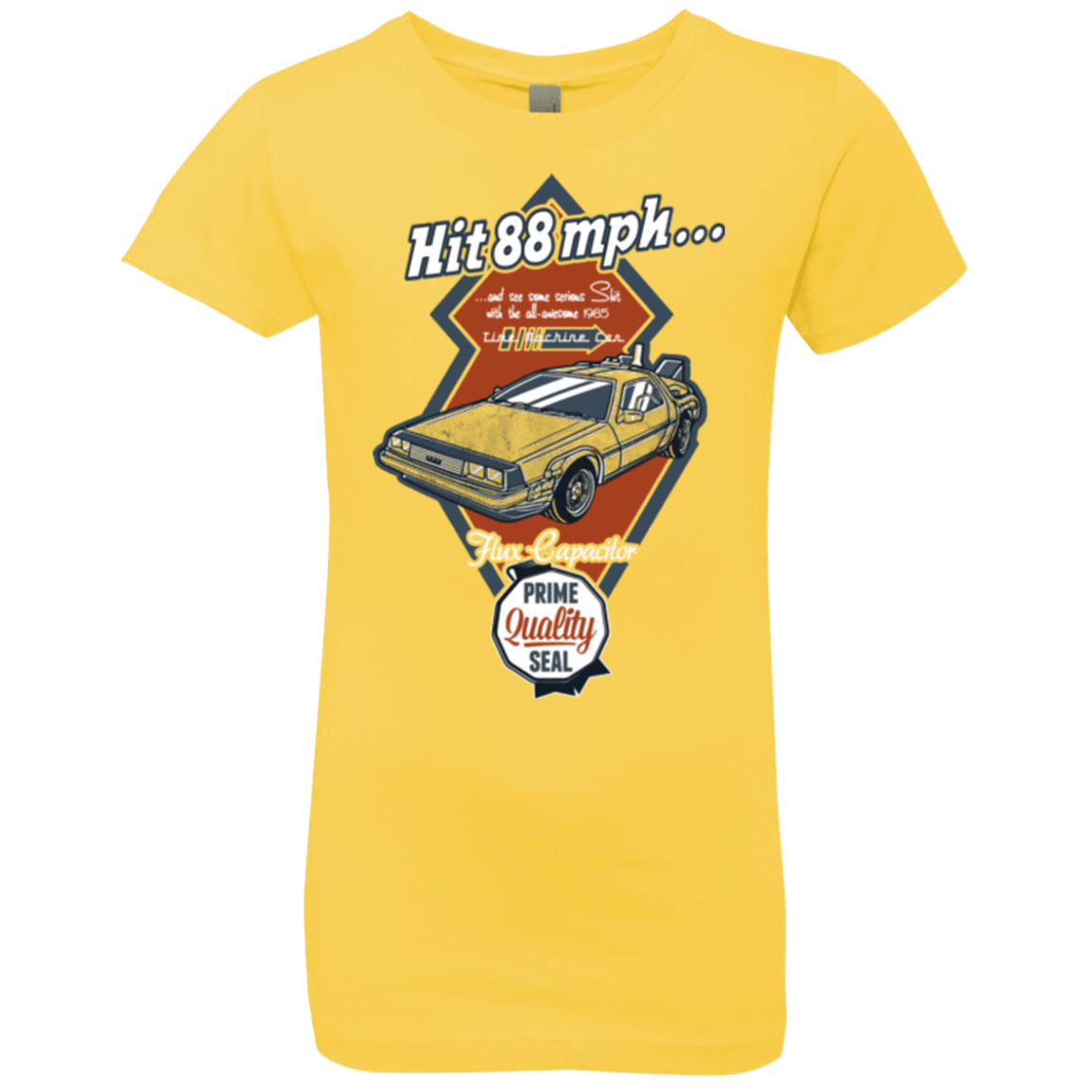 T-Shirts Vibrant Yellow / YXS Time Machine Car Girls Premium T-Shirt