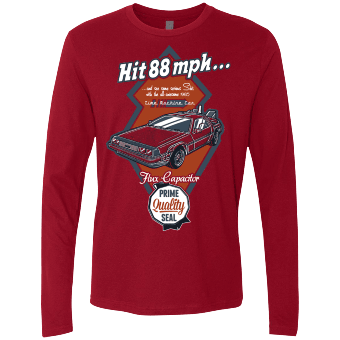 T-Shirts Cardinal / Small Time Machine Car Men's Premium Long Sleeve