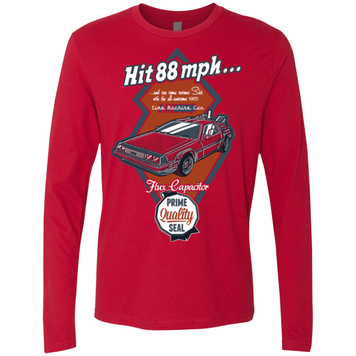 T-Shirts Red / Small Time Machine Car Men's Premium Long Sleeve