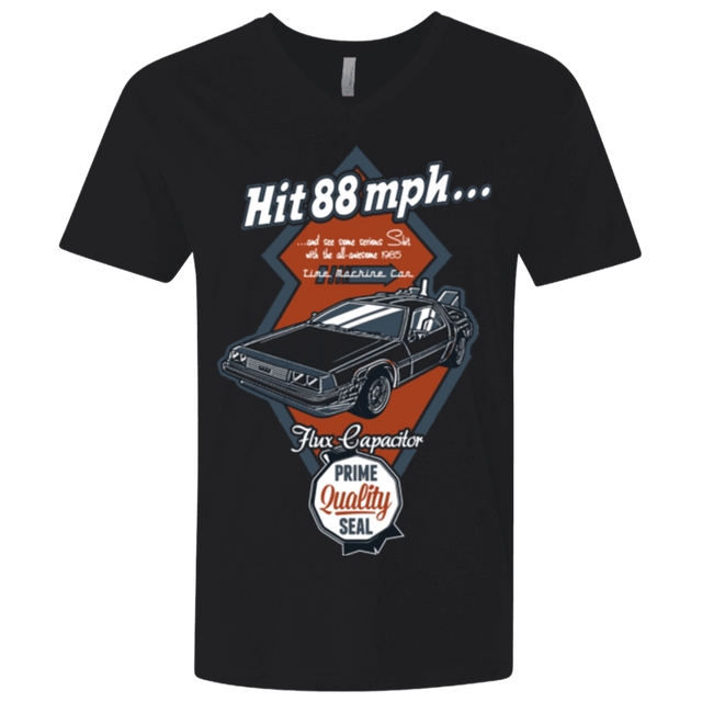 T-Shirts Black / X-Small Time Machine Car Men's Premium V-Neck
