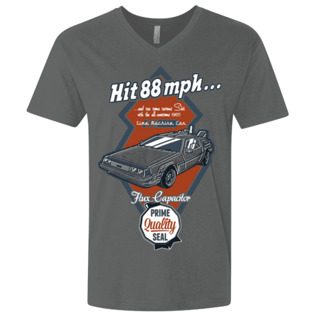 T-Shirts Heavy Metal / X-Small Time Machine Car Men's Premium V-Neck