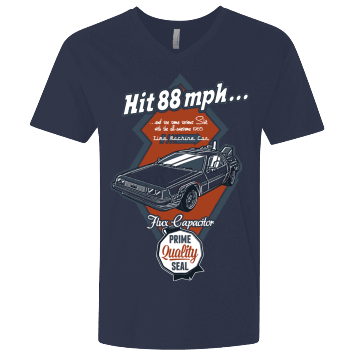 T-Shirts Midnight Navy / X-Small Time Machine Car Men's Premium V-Neck