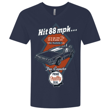 T-Shirts Midnight Navy / X-Small Time Machine Car Men's Premium V-Neck