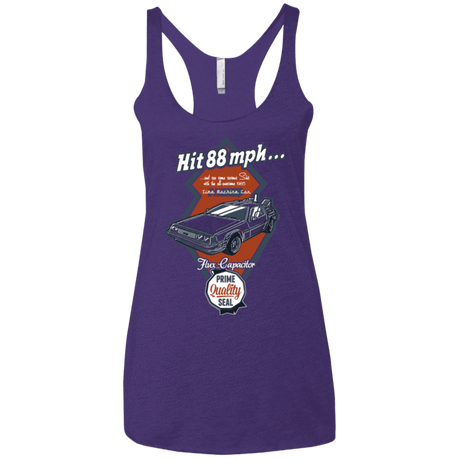 T-Shirts Purple / X-Small Time Machine Car Women's Triblend Racerback Tank