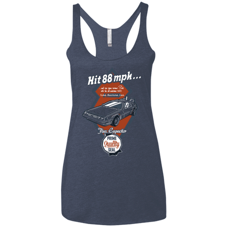 T-Shirts Vintage Navy / X-Small Time Machine Car Women's Triblend Racerback Tank