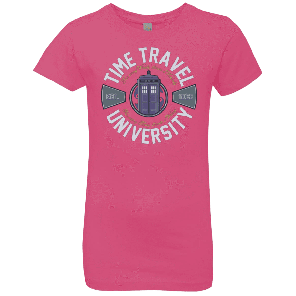 T-Shirts Hot Pink / YXS Time Travel University Girls Premium T-Shirt