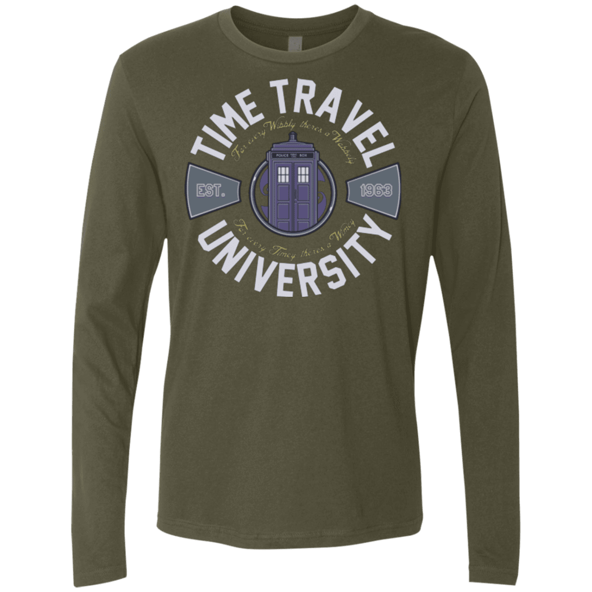 T-Shirts Military Green / Small Time Travel University Men's Premium Long Sleeve