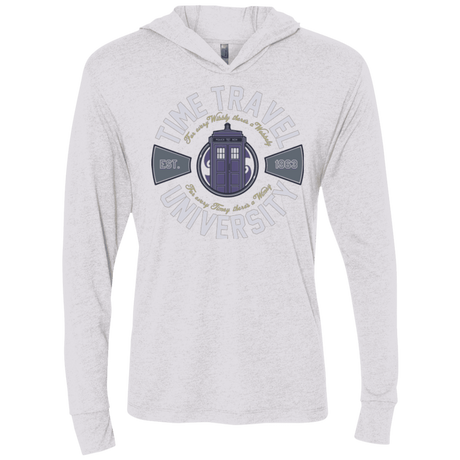 T-Shirts Heather White / X-Small Time Travel University Triblend Long Sleeve Hoodie Tee