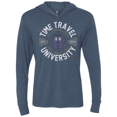 T-Shirts Indigo / X-Small Time Travel University Triblend Long Sleeve Hoodie Tee