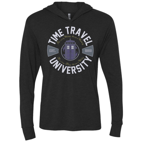 T-Shirts Vintage Black / X-Small Time Travel University Triblend Long Sleeve Hoodie Tee