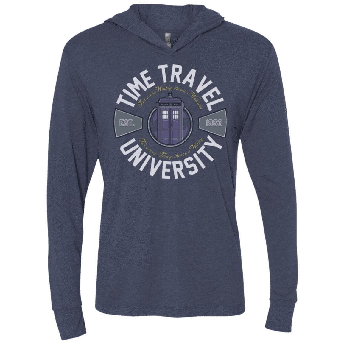 T-Shirts Vintage Navy / X-Small Time Travel University Triblend Long Sleeve Hoodie Tee