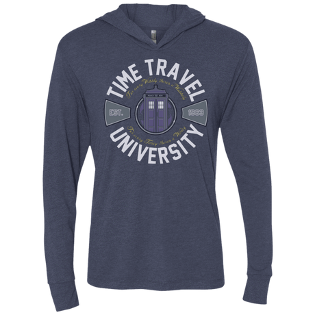 T-Shirts Vintage Navy / X-Small Time Travel University Triblend Long Sleeve Hoodie Tee