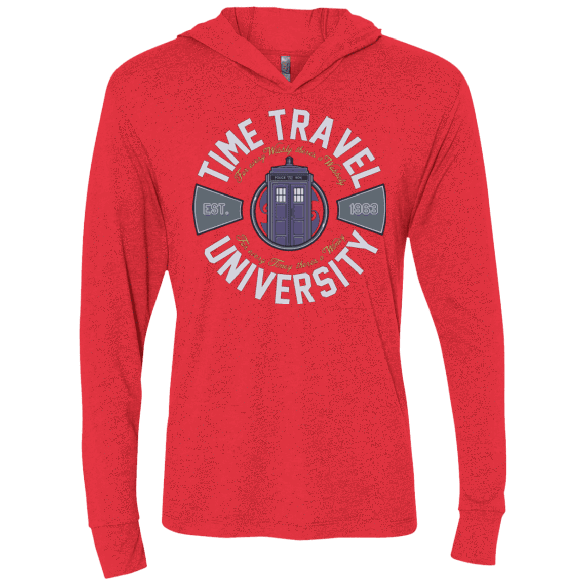 T-Shirts Vintage Red / X-Small Time Travel University Triblend Long Sleeve Hoodie Tee