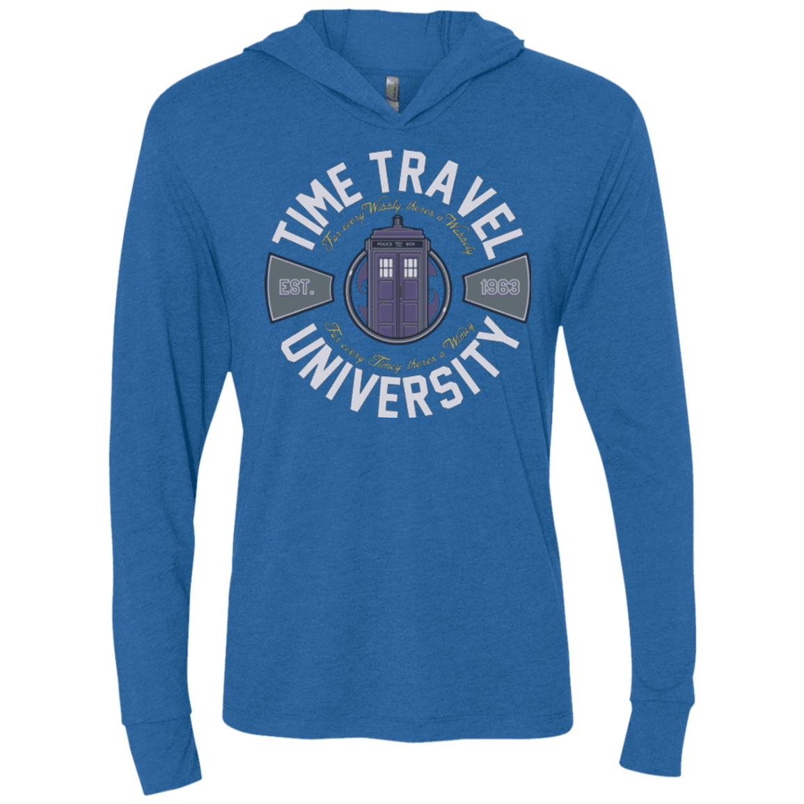 T-Shirts Vintage Royal / X-Small Time Travel University Triblend Long Sleeve Hoodie Tee