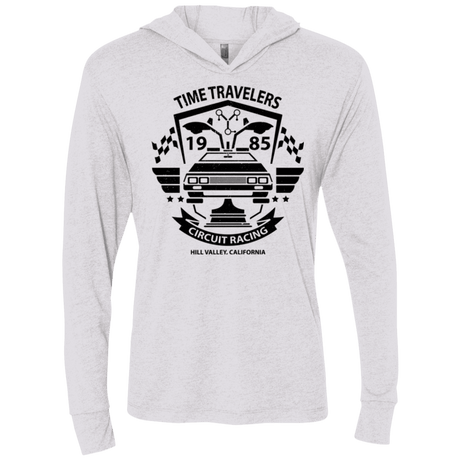 T-Shirts Heather White / X-Small Time Traveler Circuit Triblend Long Sleeve Hoodie Tee