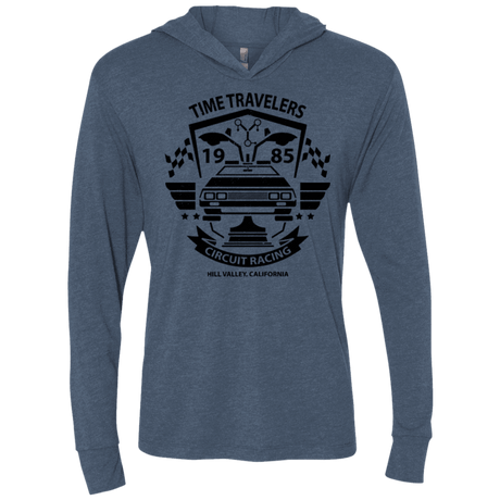 T-Shirts Indigo / X-Small Time Traveler Circuit Triblend Long Sleeve Hoodie Tee