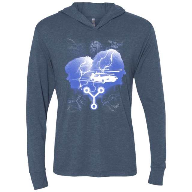 T-Shirts Indigo / X-Small Time Travellers Silhouette Triblend Long Sleeve Hoodie Tee