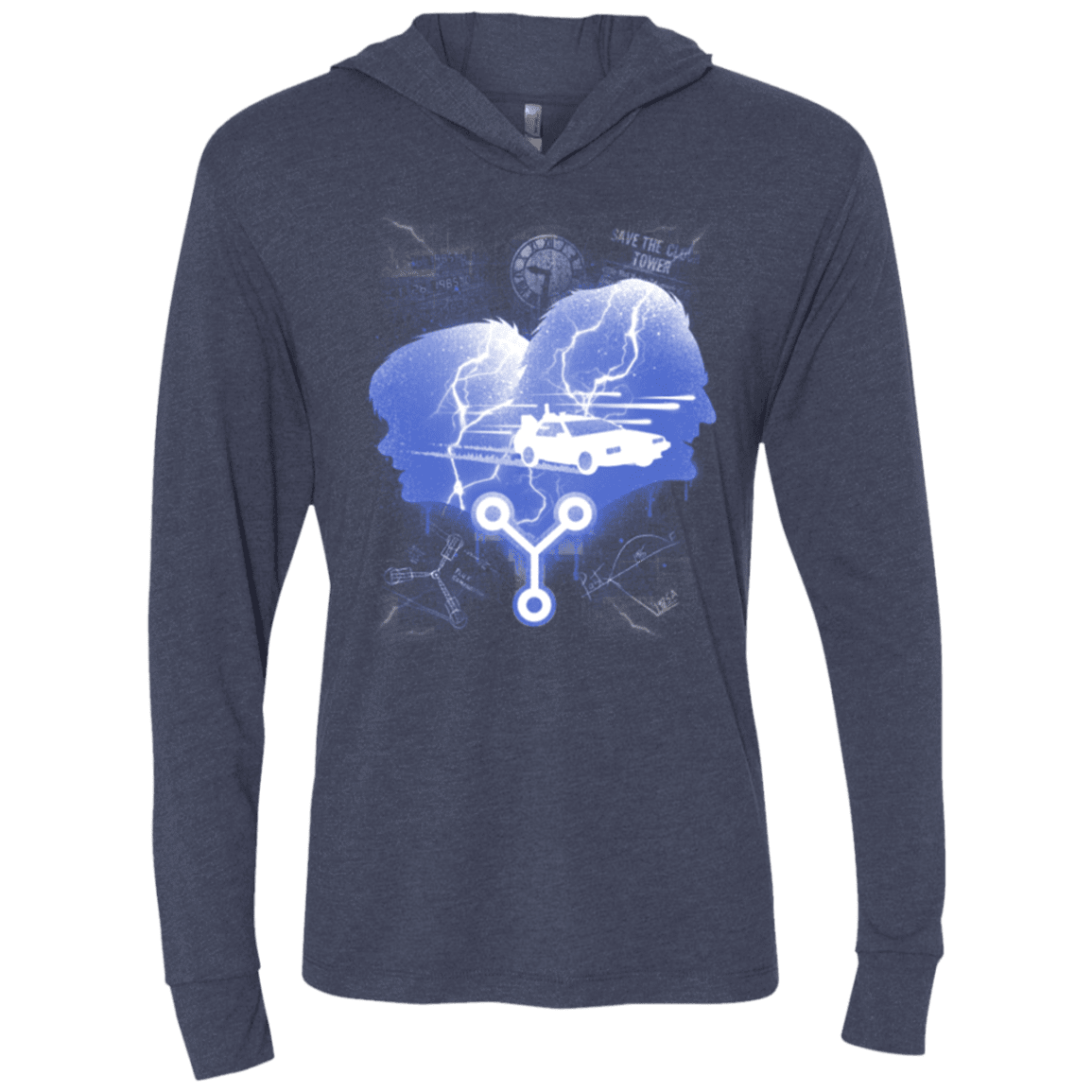 T-Shirts Vintage Navy / X-Small Time Travellers Silhouette Triblend Long Sleeve Hoodie Tee