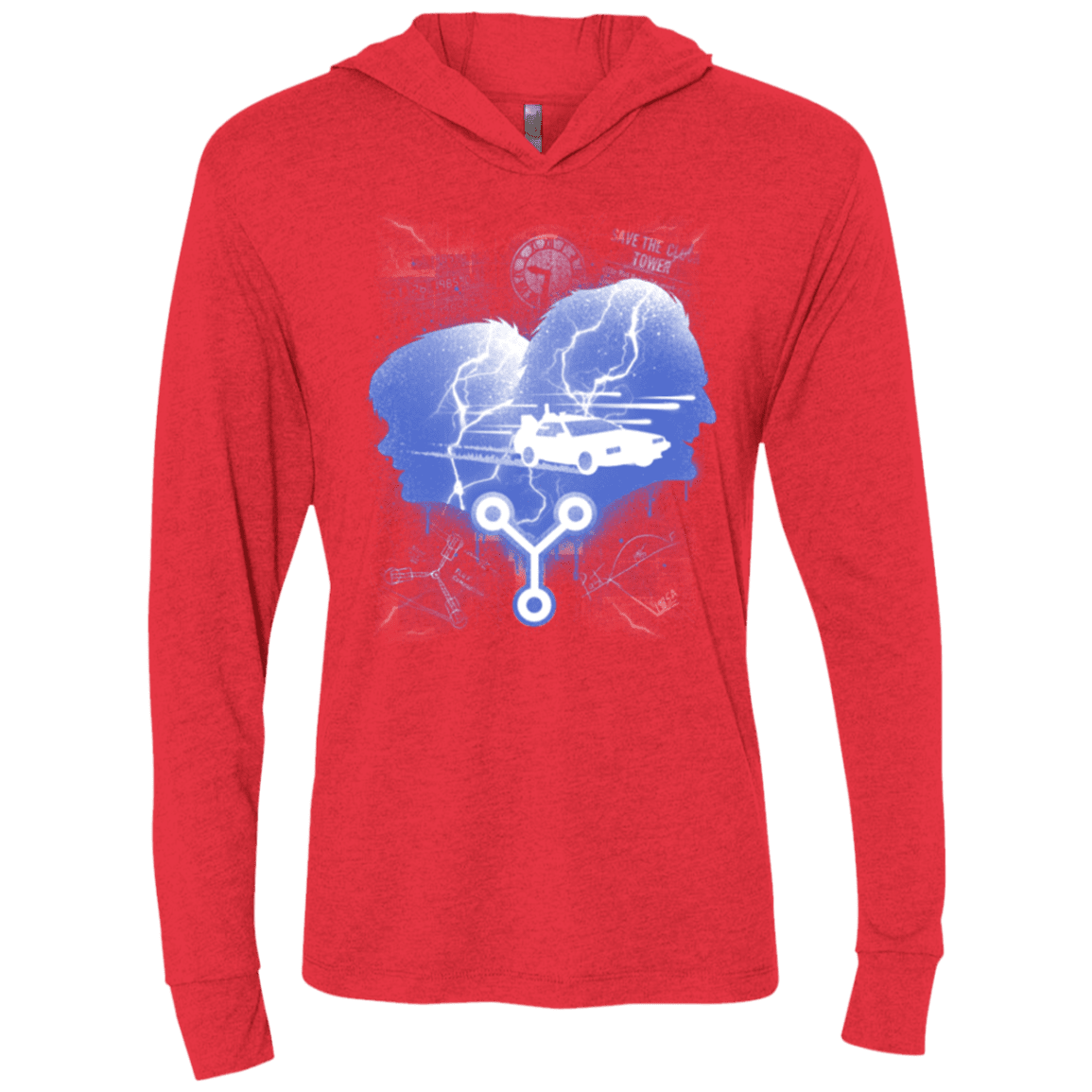 T-Shirts Vintage Red / X-Small Time Travellers Silhouette Triblend Long Sleeve Hoodie Tee