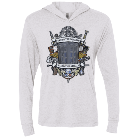 T-Shirts Heather White / X-Small Timelord Crest Triblend Long Sleeve Hoodie Tee