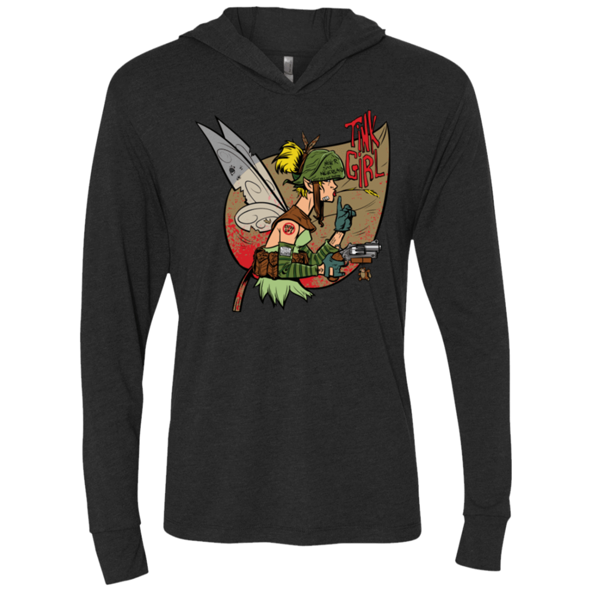 T-Shirts Vintage Black / X-Small Tink Girl Triblend Long Sleeve Hoodie Tee