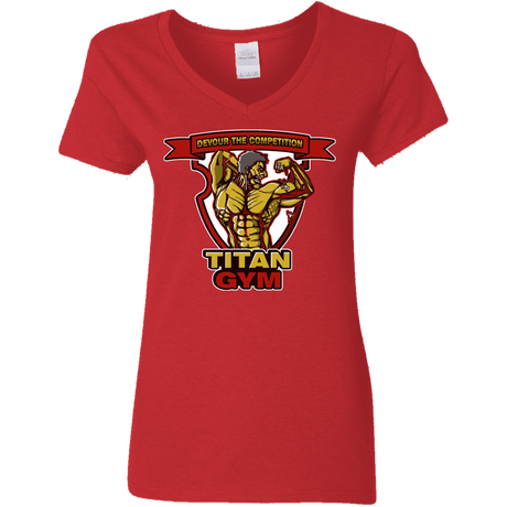 T-Shirts Red / S Titan Gym Women's V-Neck T-Shirt