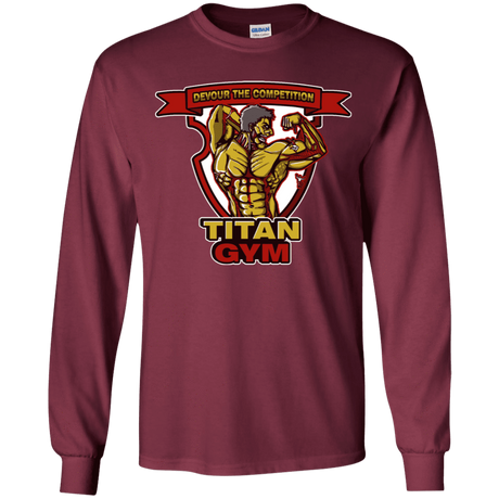 T-Shirts Maroon / YS Titan Gym Youth Long Sleeve T-Shirt