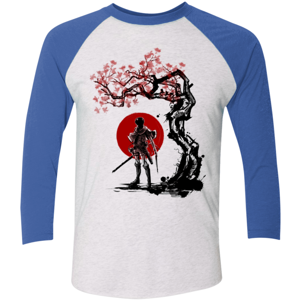 T-Shirts Heather White/Vintage Royal / X-Small Titan shifter under the sun Men's Triblend 3/4 Sleeve