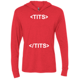 T-Shirts Vintage Red / X-Small Tits Triblend Long Sleeve Hoodie Tee