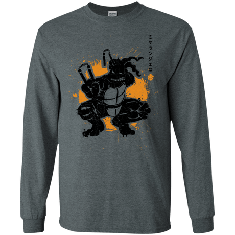 T-Shirts Dark Heather / S TMNT - Nunchaku Warrior Men's Long Sleeve T-Shirt