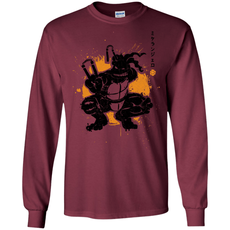 T-Shirts Maroon / S TMNT - Nunchaku Warrior Men's Long Sleeve T-Shirt