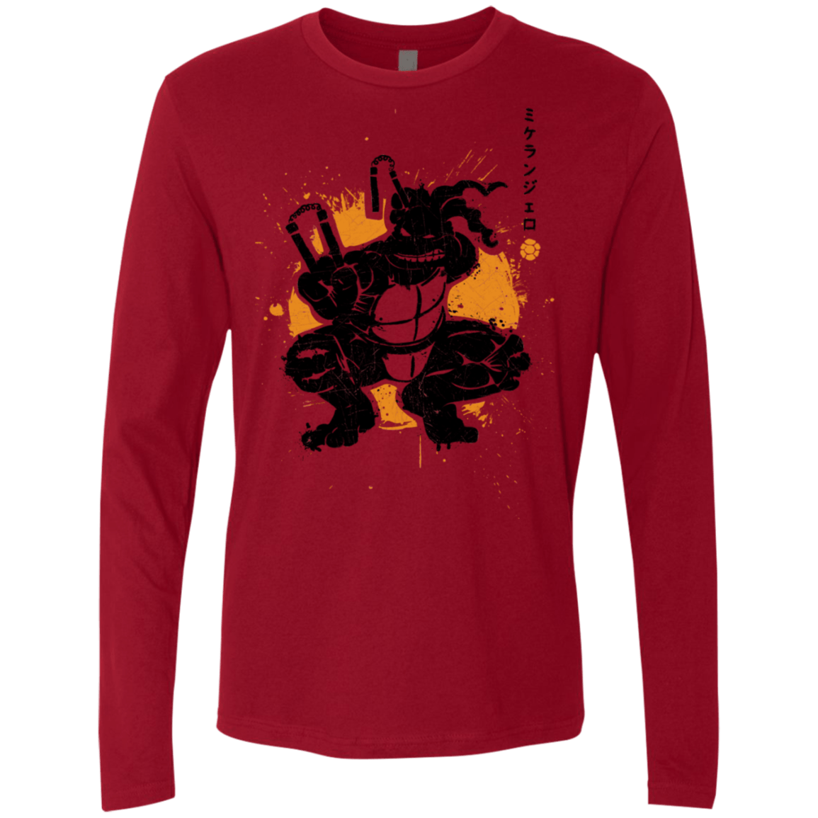 T-Shirts Cardinal / S TMNT - Nunchaku Warrior Men's Premium Long Sleeve