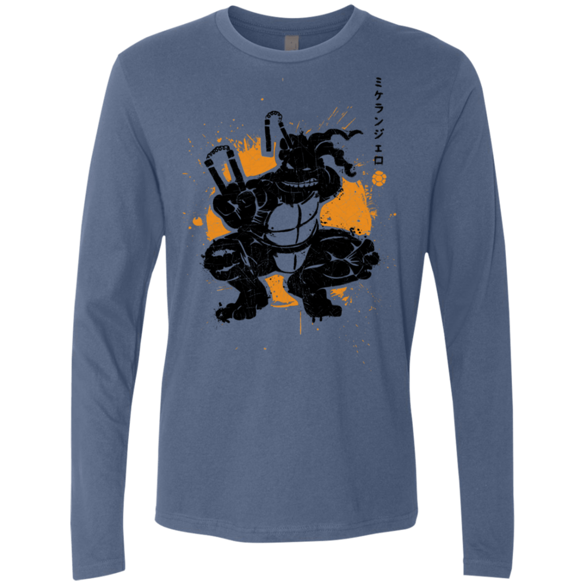 T-Shirts Indigo / S TMNT - Nunchaku Warrior Men's Premium Long Sleeve