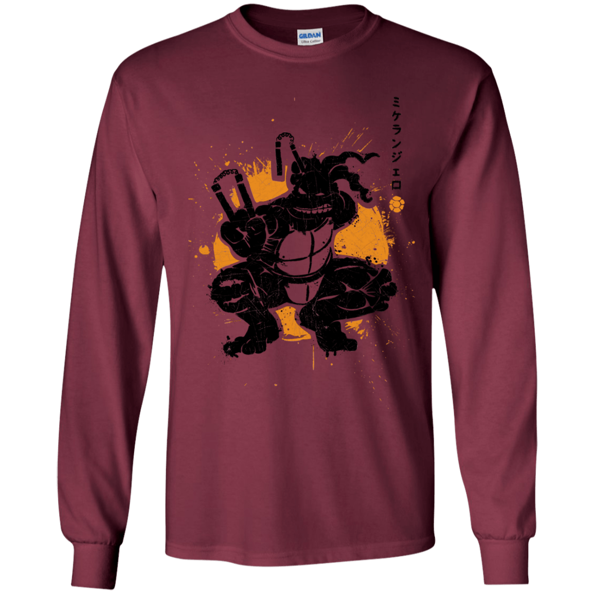T-Shirts Maroon / YS TMNT - Nunchaku Warrior Youth Long Sleeve T-Shirt