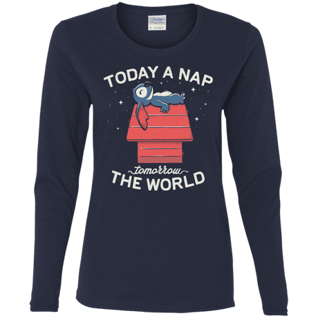 T-Shirts Navy / S Today a Nap Tomorrow the World Women's Long Sleeve T-Shirt