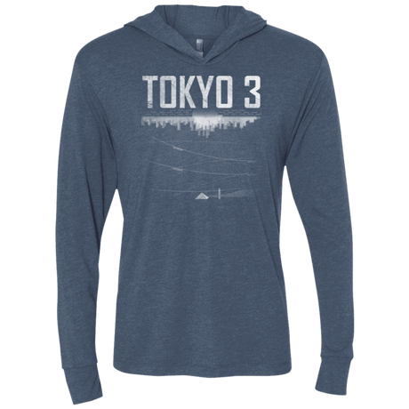 T-Shirts Indigo / X-Small Tokyo 3 Triblend Long Sleeve Hoodie Tee