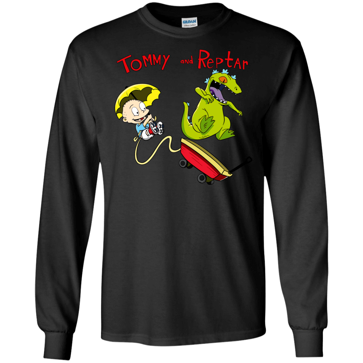 T-Shirts Black / S Tommy and Reptar Men's Long Sleeve T-Shirt