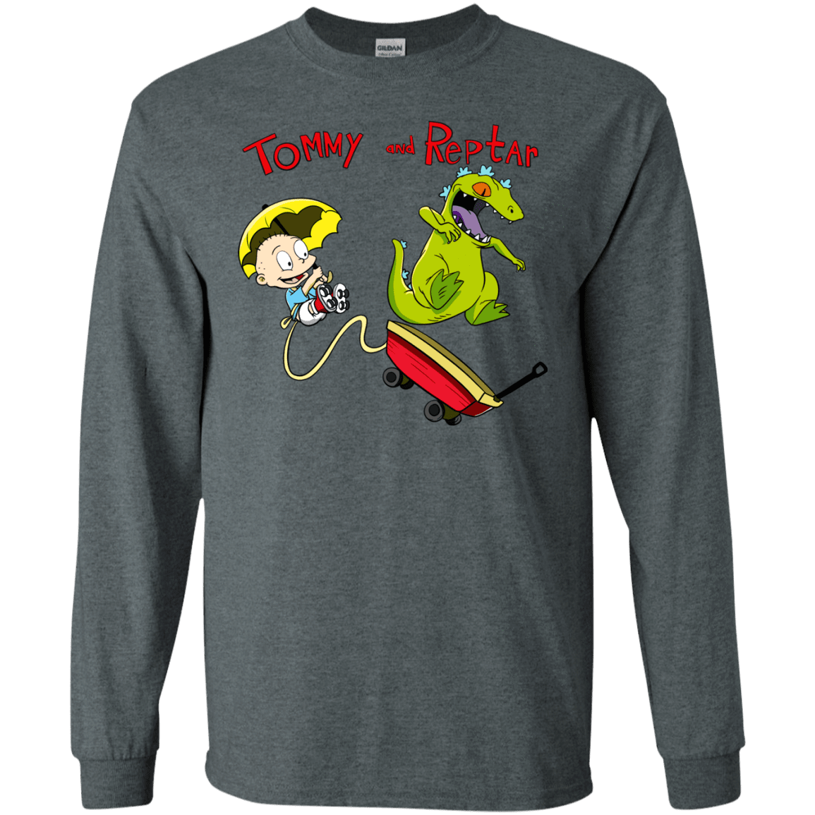 T-Shirts Dark Heather / S Tommy and Reptar Men's Long Sleeve T-Shirt