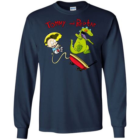 T-Shirts Navy / S Tommy and Reptar Men's Long Sleeve T-Shirt