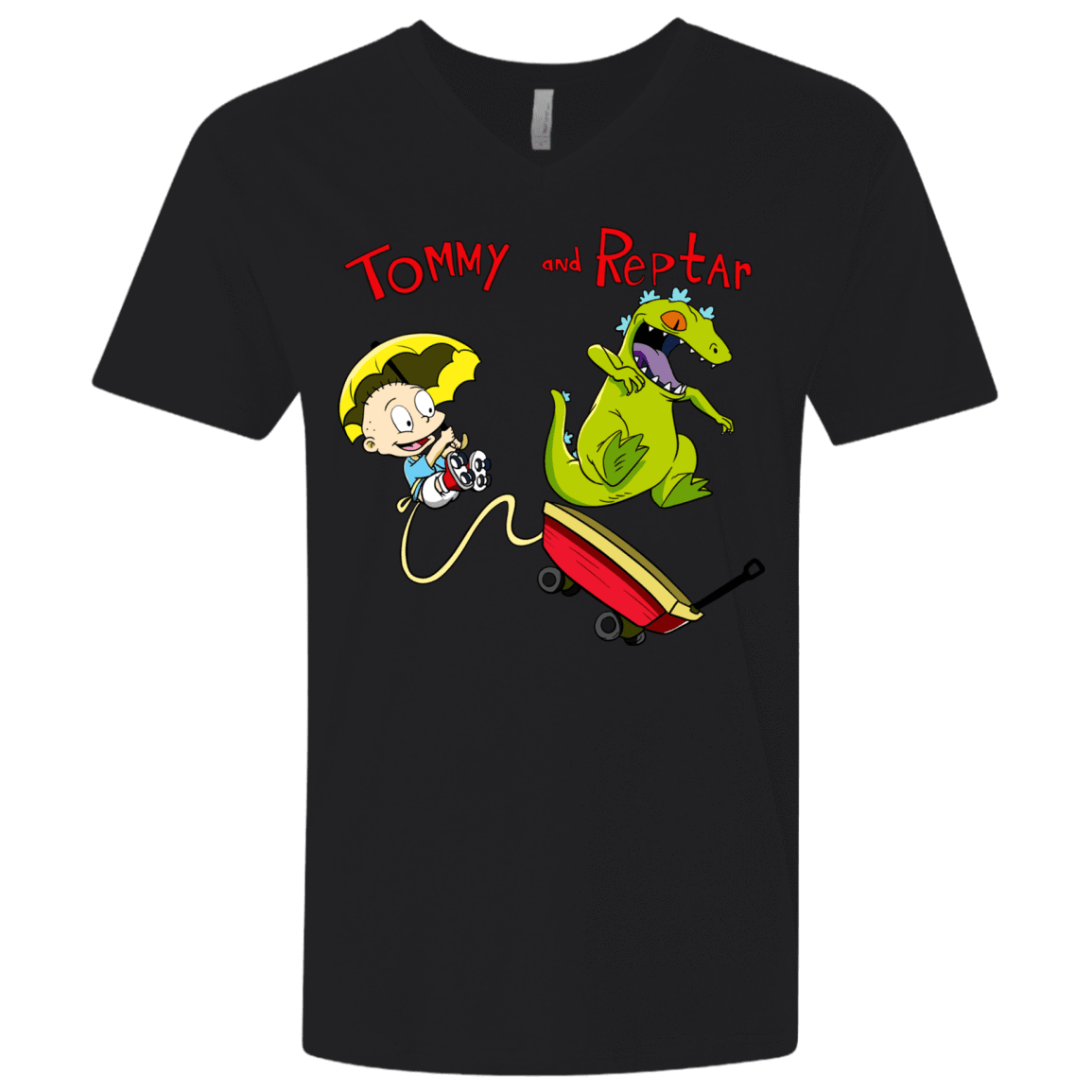 T-Shirts Black / X-Small Tommy and Reptar Men's Premium V-Neck