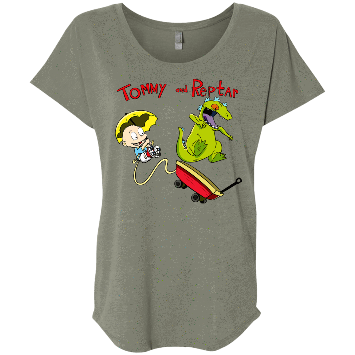 T-Shirts Venetian Grey / X-Small Tommy and Reptar Triblend Dolman Sleeve