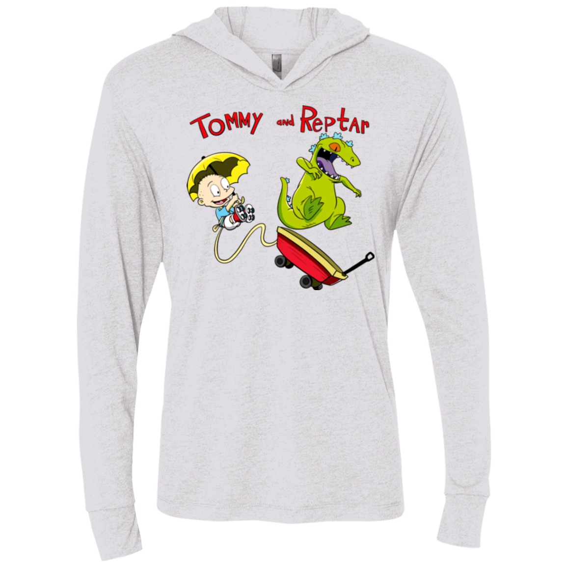 Tommy and Reptar Triblend Long Sleeve Hoodie Tee