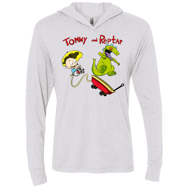 T-Shirts Heather White / X-Small Tommy and Reptar Triblend Long Sleeve Hoodie Tee