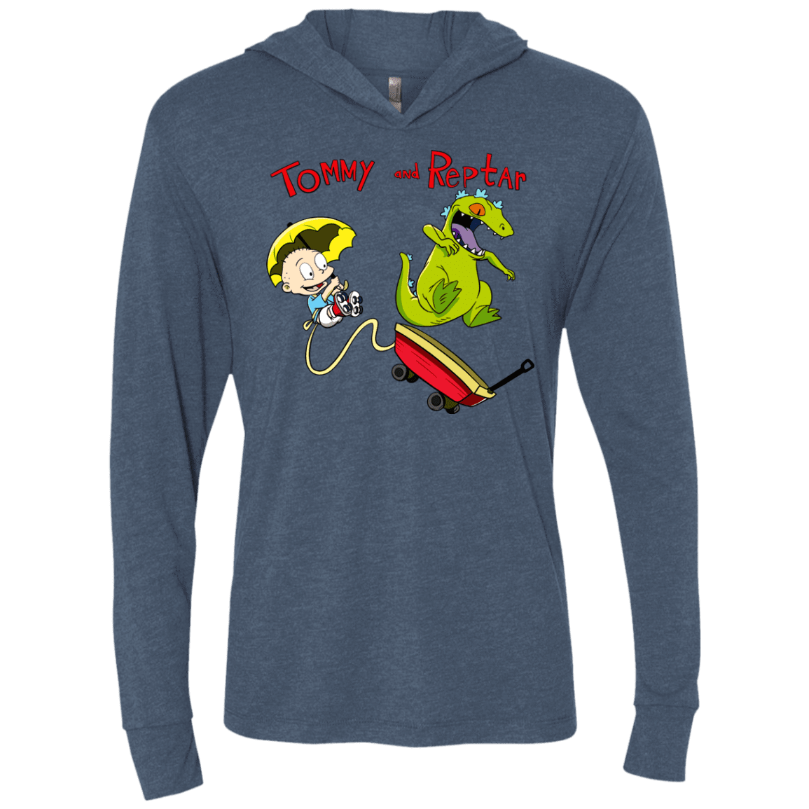 T-Shirts Indigo / X-Small Tommy and Reptar Triblend Long Sleeve Hoodie Tee